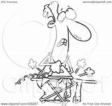 Ironing Man Clueless Laundry Toonaday Royalty Outline Illustration Cartoon Rf Clip 2021 sketch template