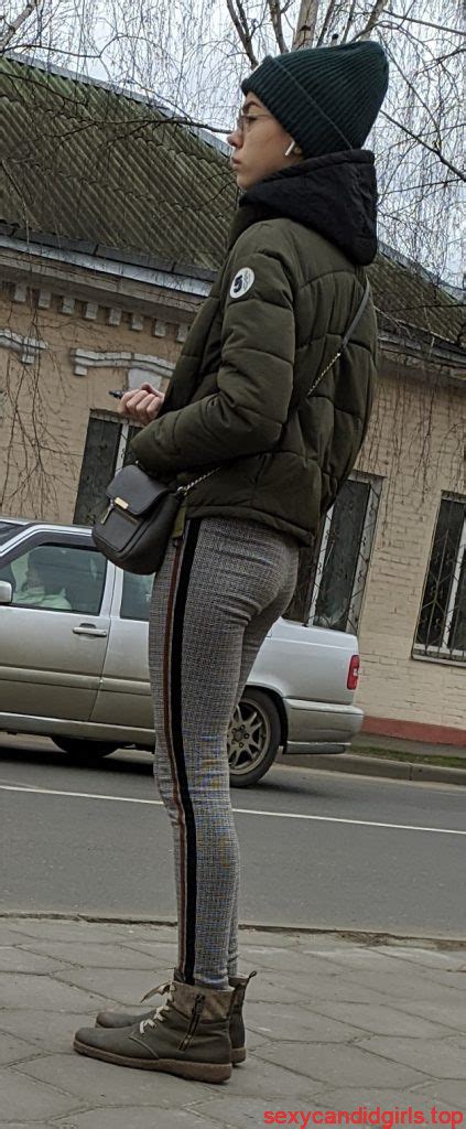 Girl In Grey Tights With Nice Legs And Booty Street Winter