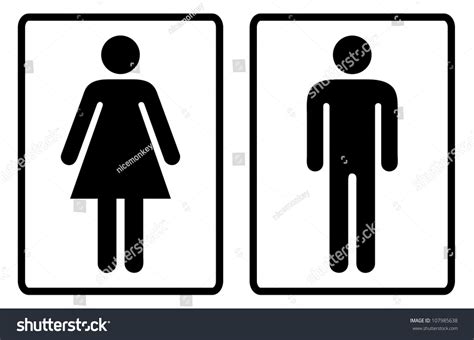 simple black white male female toilet stock illustration