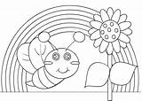 Rainbow Coloring Bee Pages Printable Kids Cute Butterflies sketch template