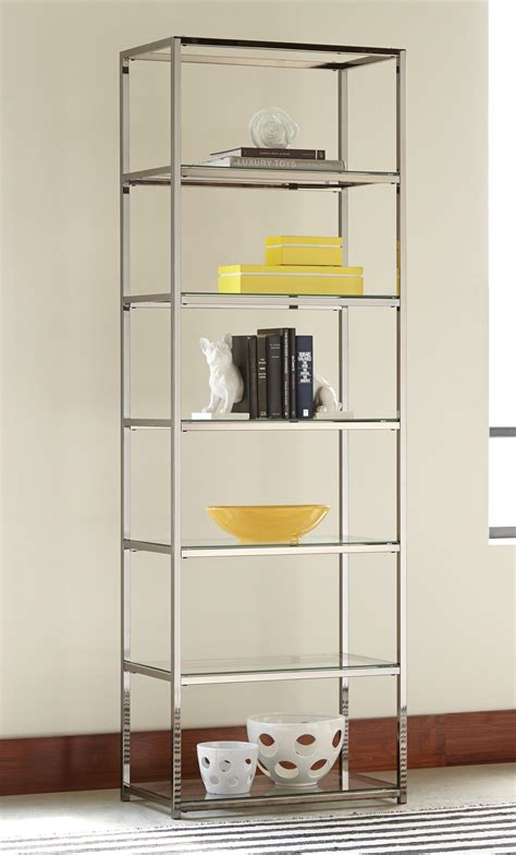 Bookcases Contemporary Metal Bookcase With Glass Shelves