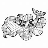 Mandala Whale Vector Premium Zentangle Lineal Illustration Style sketch template