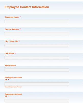 employee contact information form template jotform
