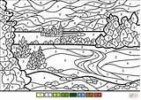 Number Color Coloring Landscape Summer Pages Worksheets Paint Sheets Supercoloring Numbers Printable Nature Adult Difficult Easy Drawing Beautiful Beach Puzzle sketch template