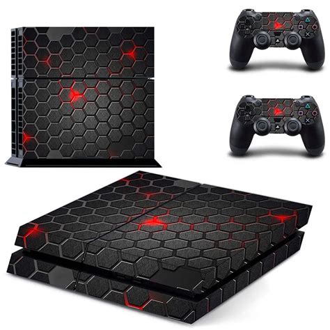 custom black red cool  ps skin decal sticker  playstation console   controller skins