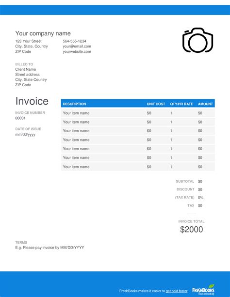 photography invoice templates   business
