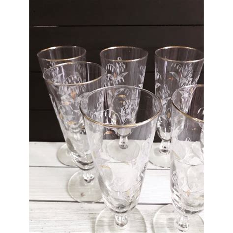 1970s tall drinking glasses with art deco design set of 8 chairish