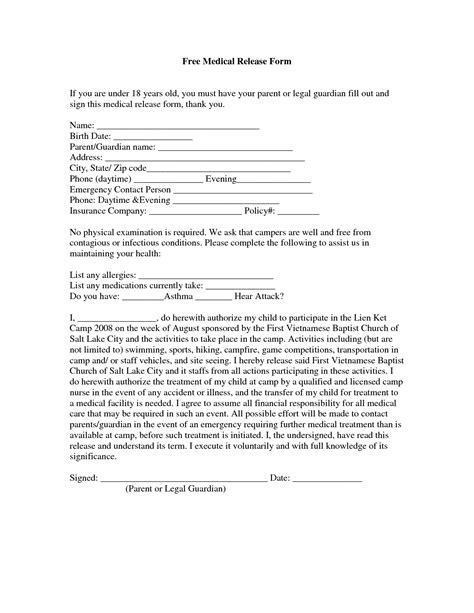 images   printable medical release form template