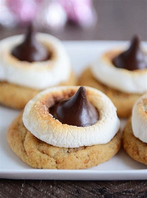 S’mores Hershey Kiss Blossom Cookies Recipe Blossom Cookies Kiss