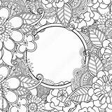 Doodle Border Zentangle Flowers Frame Circle Decorative Drawn Hand Leaves Vector Style Comp Contents Similar Search sketch template