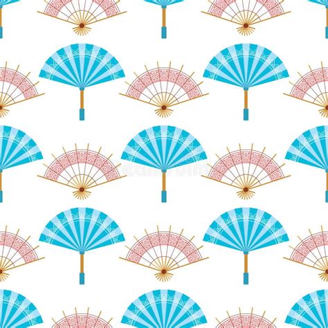 hand paper fan vector seamless pattern chinese  japanese beautiful