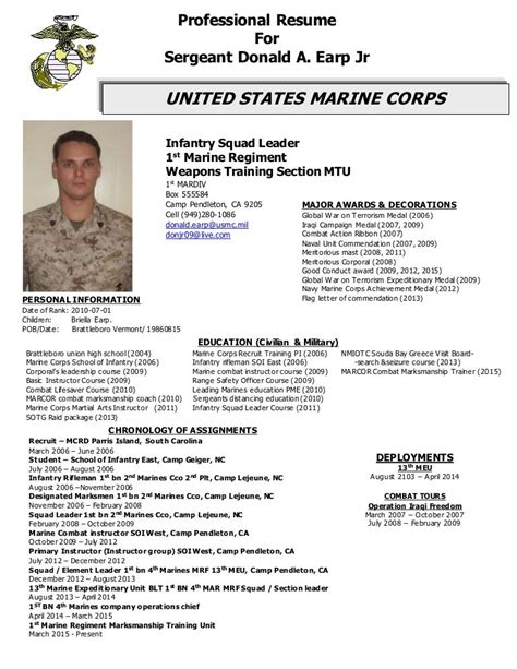 military resume