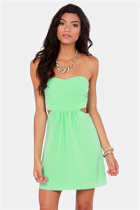 sexy strapless dress cutout dress mint green dress 43 00 lulus