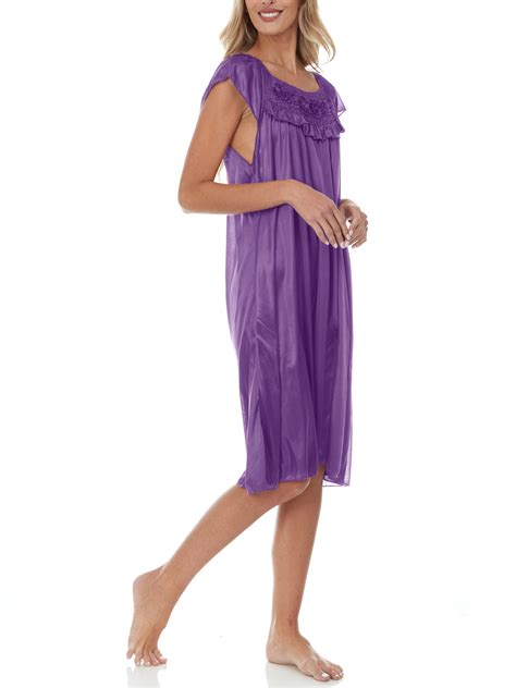 Ezi Women S Satin Silk Ruffle Nightgown Ebay