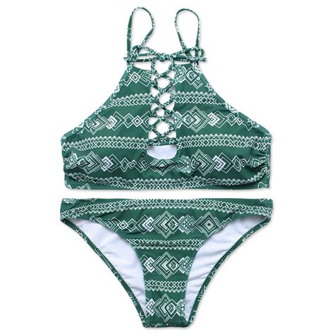 new sexy green floral print swimming suit push up swimwear women