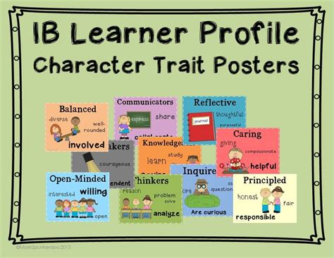 ib pyp learner profile character traits posters  unit boards