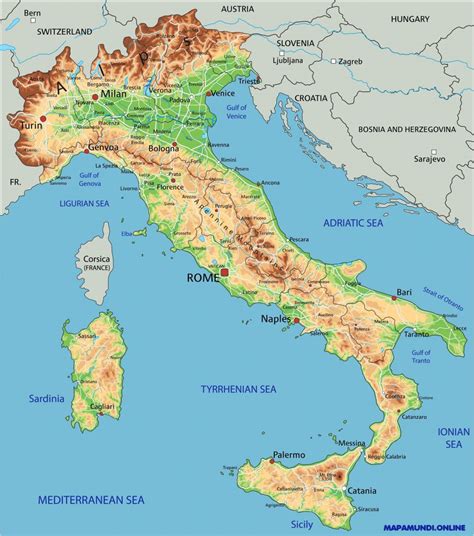 Mapa Fisico De Italia Montes