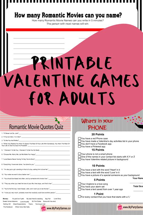 fun loving printable valentine games  adults fun party pop