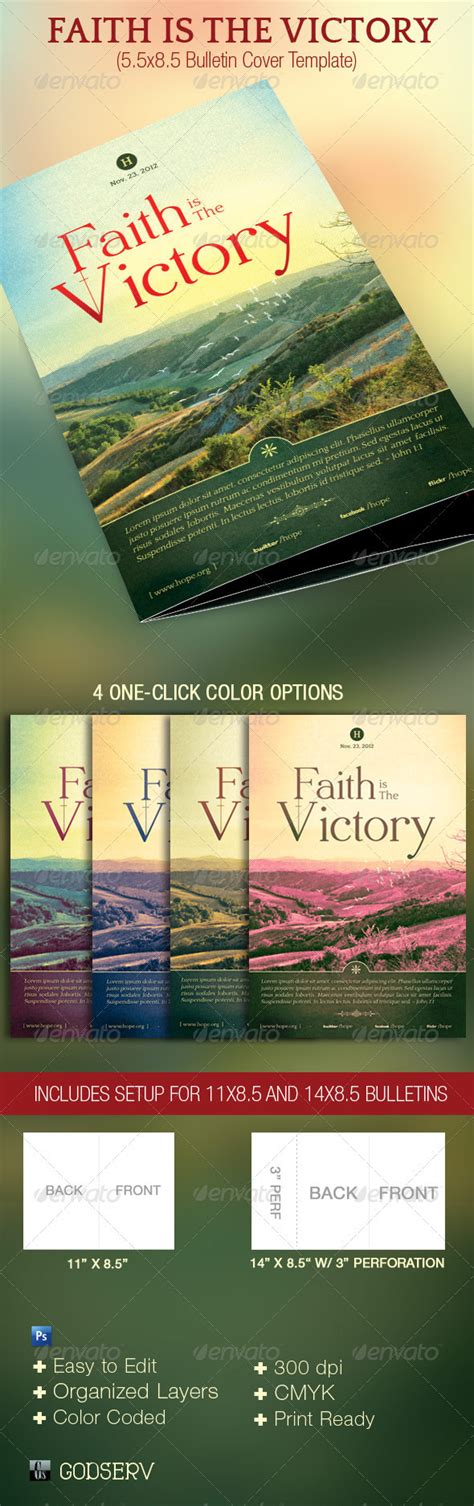 faith   victory church bulletin cover template  behance