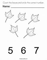 Leaves Circle Coloring Number Count Correct Pages Twistynoodle Counting Leaf Noodle Autumn Fall Kids Learning Favorites Login Add sketch template
