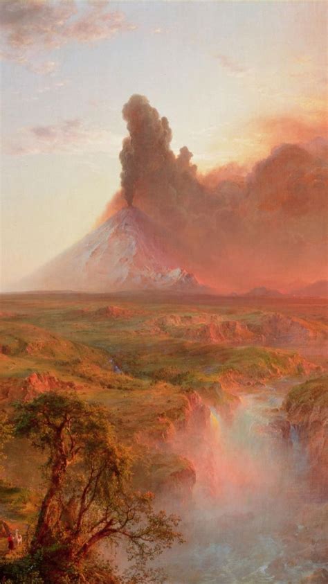 oil painting   volcano   distance