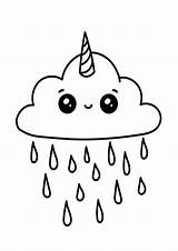 Coloring Pages Cloud Raining sketch template