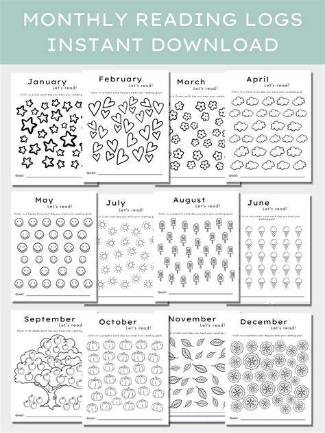 monthly coloring reading log childrens book challenge homeschool
