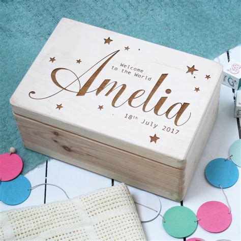 personalised wooden  baby keepsake box  modo creative