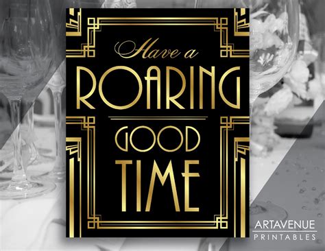 Gatsby Decor Sign Roaring Good Time Quote Printable Gatsby
