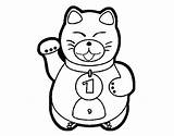 Neko Coloring Maneki Pages Getdrawings Getcolorings Drawing sketch template