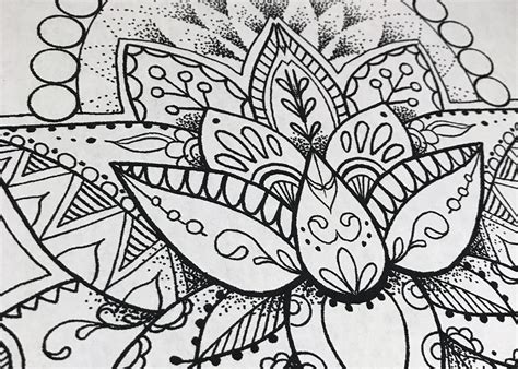 lotus flower coloring page instant  print   etsy
