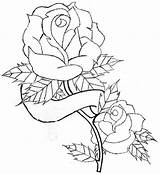 Rose Banner Drawing Drawings Line Roses Tattoo Heart Coloring Pages Hearts Deviantart Cliparts Ribbon Tattoos Clipart Draw Clip Banners Patterns sketch template