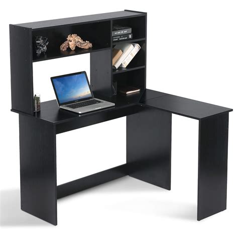 buy ivinta wood  shaped computer desk  hutch modern corner gaming desk  storage shelves