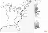 Colonies Map 13 Printable Coloring Quiz Thirteen Pages Blank Outline Colonial Worksheet Regarding Supercoloring Original American Life Drawing War Revolutionary sketch template