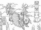 Coloring Native Indians Totem Adult Americans Pages American Danse Adults Dance sketch template