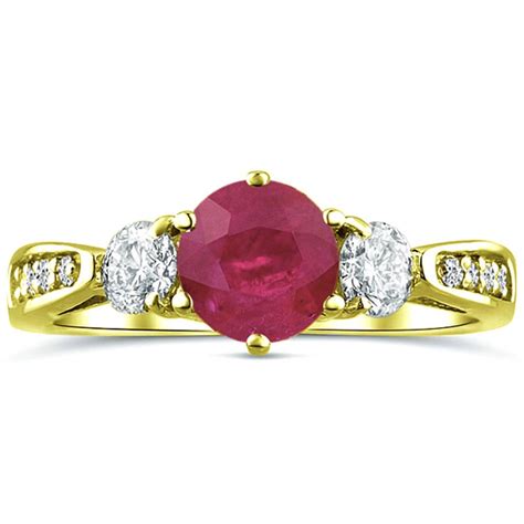 1 56 Ct Brilliant Round Cut Ruby Real Diamond Engagement Ring 14k