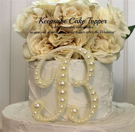 Pearl Monogram Wedding Cake Topper Pearl Cake Topper Vintage