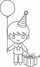 Boy Drawing Birthday Outline Coloring Clipart Clip Boys Holding Girl Happy Drawings Collection Hands Cliparts Paintingvalley Library Sweetclipart sketch template