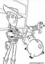 Coloring Woody Sheriff Slinky Dog Hamm Pages Printable sketch template