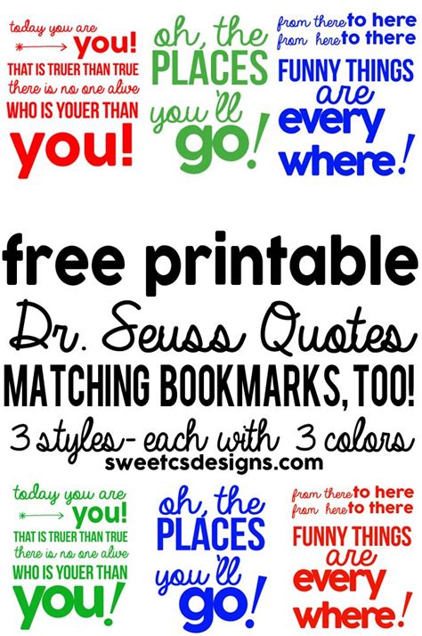 ideas quotes free printable dr seuss bookmarks