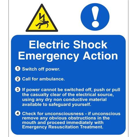 electric shock emergency action signs  aid action safety signs