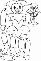 Puppet Marionette Paper Template Jester Clown Court Puppets Make Crafts Kids Coloring Craft Halloween Carnaval Sheets Jumping People Papier Let sketch template