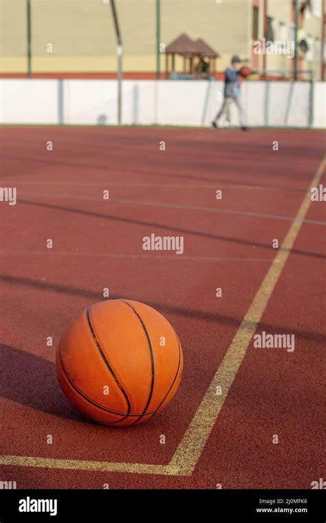 basketball ball   outdoor public court stock photo alamy