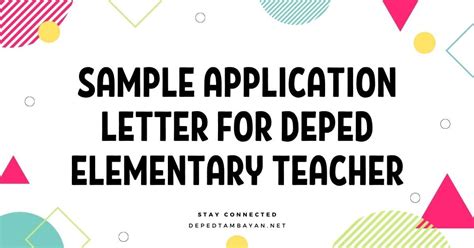 sample application letter  deped elementary teacher deped tambayan
