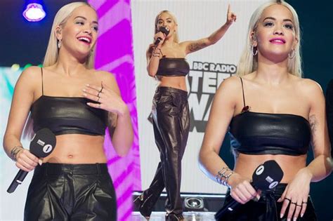 Rita Ora Oozes Sex In Leather Crop Top And Trousers At