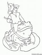 Elf Coloring Dancing Toad Riding Girl sketch template