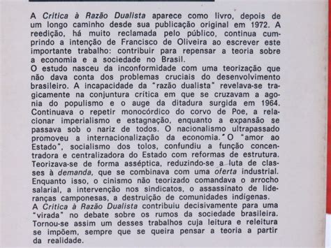 resenha do texto “a economia brasileira crítica à razão dualista” de