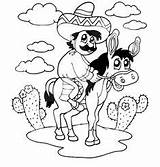 Mexican Coloring Donkey Pages Man Sitting Taco Eating Hispanic Independence Culture Fun Men Some Online sketch template