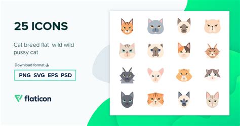 Pack De Iconos Cat Breed Flat Wild Wild Pussy Cat Others 25 Iconos Svg