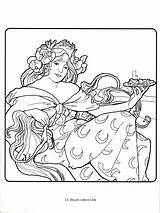 Mucha Alphonse Coloring Choose Board Deco Pages sketch template